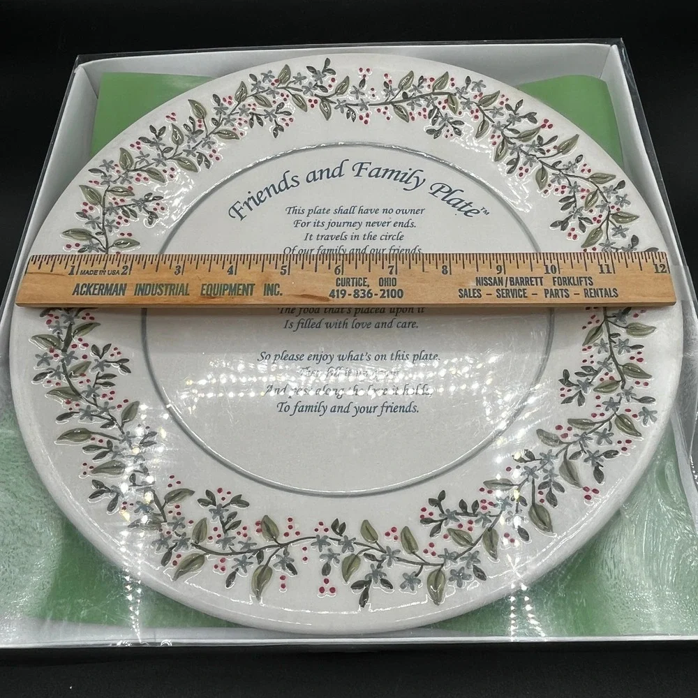 Friends and Family Giving Plate Blue Floral Ceramic 12